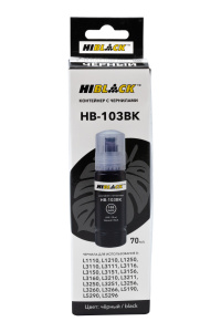 Контейнер с чернилами Epson 103BK / C13T00S14A для L3100/3101/3110/3150, Black, 70ml,  Hi-Black