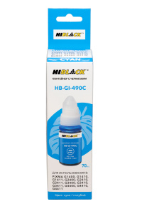 Контейнер с чернилами Canon GI-490C для G1400/ 2400/ 3400, Cyan, 70ml, Hi-Black
